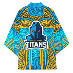Gold Coast Titans Rugby Kimono Polynesian Tribal Spartan Warrior Blue Gold Pattern