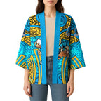 Gold Coast Titans Rugby Kimono Polynesian Tribal Spartan Warrior Blue Gold Pattern