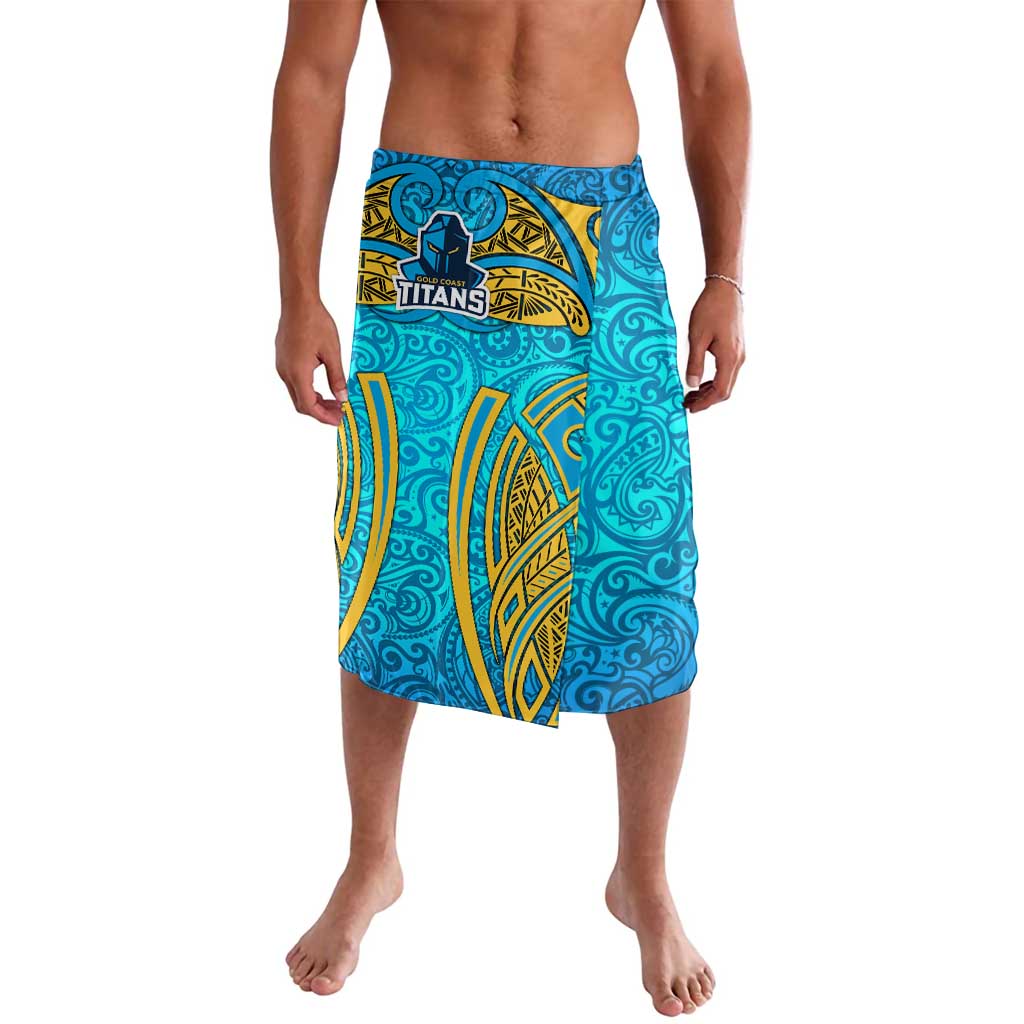 Gold Coast Titans Rugby Lavalava Polynesian Tribal Spartan Warrior Blue Gold Pattern