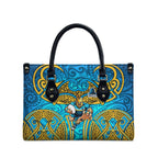 Gold Coast Titans Rugby Leather Bag Polynesian Tribal Spartan Warrior Blue Gold Pattern