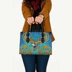 Gold Coast Titans Rugby Leather Bag Polynesian Tribal Spartan Warrior Blue Gold Pattern