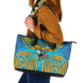 Gold Coast Titans Rugby Leather Tote Bag Polynesian Tribal Spartan Warrior Blue Gold Pattern