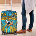 Gold Coast Titans Rugby Luggage Cover Polynesian Tribal Spartan Warrior Blue Gold Pattern
