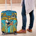 Gold Coast Titans Rugby Luggage Cover Polynesian Tribal Spartan Warrior Blue Gold Pattern