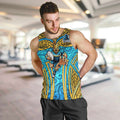 Gold Coast Titans Rugby Men Tank Top Polynesian Tribal Spartan Warrior Blue Gold Pattern
