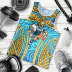 Gold Coast Titans Rugby Men Tank Top Polynesian Tribal Spartan Warrior Blue Gold Pattern