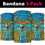 Gold Coast Titans Rugby Neck Gaiter Polynesian Tribal Spartan Warrior Blue Gold Pattern