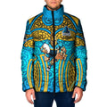 Gold Coast Titans Rugby Padded Jacket Polynesian Tribal Spartan Warrior Blue Gold Pattern