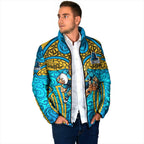 Gold Coast Titans Rugby Padded Jacket Polynesian Tribal Spartan Warrior Blue Gold Pattern