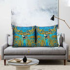 Gold Coast Titans Rugby Pillow Cover Polynesian Tribal Spartan Warrior Blue Gold Pattern