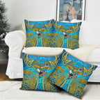 Gold Coast Titans Rugby Pillow Cover Polynesian Tribal Spartan Warrior Blue Gold Pattern