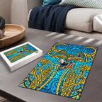 Gold Coast Titans Rugby Puzzle Polynesian Tribal Spartan Warrior Blue Gold Pattern