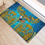 Gold Coast Titans Rugby Rubber Doormat Polynesian Tribal Spartan Warrior Blue Gold Pattern