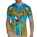 Gold Coast Titans Rugby Rugby Jersey Polynesian Tribal Spartan Warrior Blue Gold Pattern