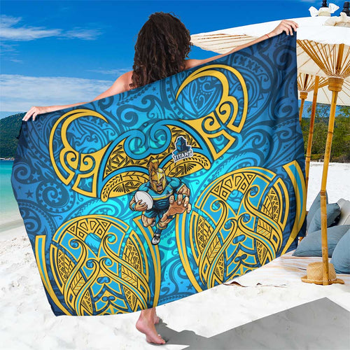 Gold Coast Titans Rugby Sarong Polynesian Tribal Spartan Warrior Blue Gold Pattern