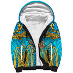 Gold Coast Titans Rugby Sherpa Hoodie Polynesian Tribal Spartan Warrior Blue Gold Pattern