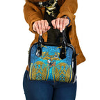 Gold Coast Titans Rugby Shoulder Handbag Polynesian Tribal Spartan Warrior Blue Gold Pattern