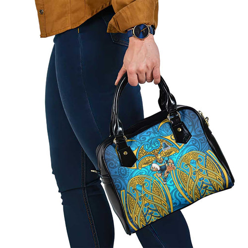 Gold Coast Titans Rugby Shoulder Handbag Polynesian Tribal Spartan Warrior Blue Gold Pattern