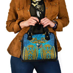 Gold Coast Titans Rugby Shoulder Handbag Polynesian Tribal Spartan Warrior Blue Gold Pattern