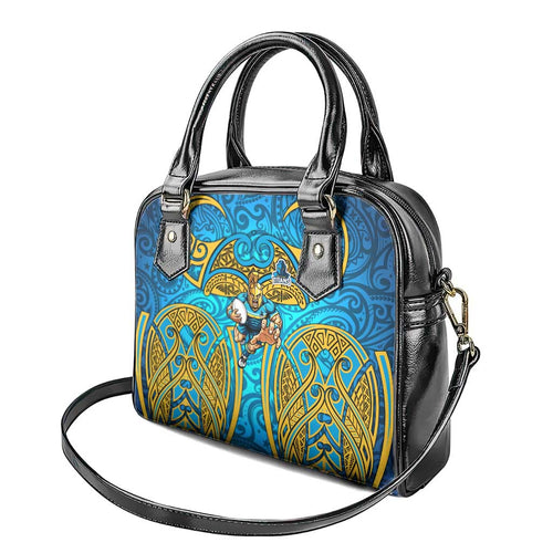 Gold Coast Titans Rugby Shoulder Handbag Polynesian Tribal Spartan Warrior Blue Gold Pattern