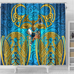 Gold Coast Titans Rugby Shower Curtain Polynesian Tribal Spartan Warrior Blue Gold Pattern