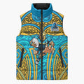 Gold Coast Titans Rugby Sleeveless Puffer Jacket Polynesian Tribal Spartan Warrior Blue Gold Pattern