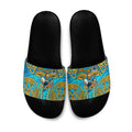 Gold Coast Titans Rugby Slide Sandals Polynesian Tribal Spartan Warrior Blue Gold Pattern
