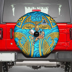 Gold Coast Titans Rugby Spare Tire Cover Polynesian Tribal Spartan Warrior Blue Gold Pattern