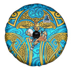 Gold Coast Titans Rugby Spare Tire Cover Polynesian Tribal Spartan Warrior Blue Gold Pattern