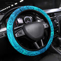 Gold Coast Titans Rugby Steering Wheel Cover Polynesian Tribal Spartan Warrior Blue Gold Pattern
