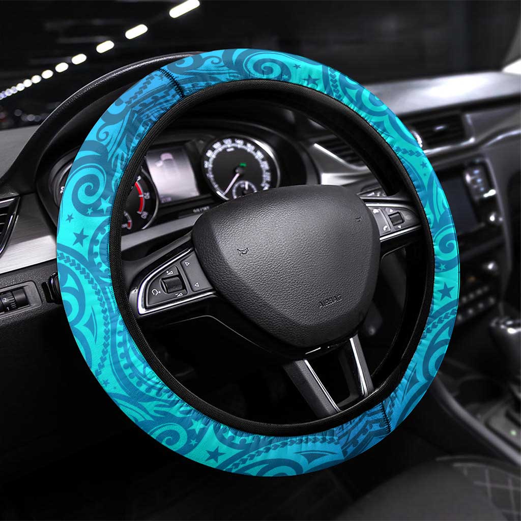 Gold Coast Titans Rugby Steering Wheel Cover Polynesian Tribal Spartan Warrior Blue Gold Pattern