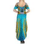 Gold Coast Titans Rugby Summer Maxi Dress Polynesian Tribal Spartan Warrior Blue Gold Pattern