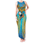 Gold Coast Titans Rugby Tank Maxi Dress Polynesian Tribal Spartan Warrior Blue Gold Pattern