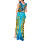 Gold Coast Titans Rugby Tank Maxi Dress Polynesian Tribal Spartan Warrior Blue Gold Pattern