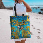 Gold Coast Titans Rugby Tote Bag Polynesian Tribal Spartan Warrior Blue Gold Pattern
