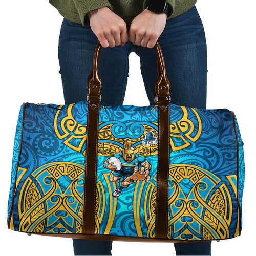 Gold Coast Titans Rugby Travel Bag Polynesian Tribal Spartan Warrior Blue Gold Pattern