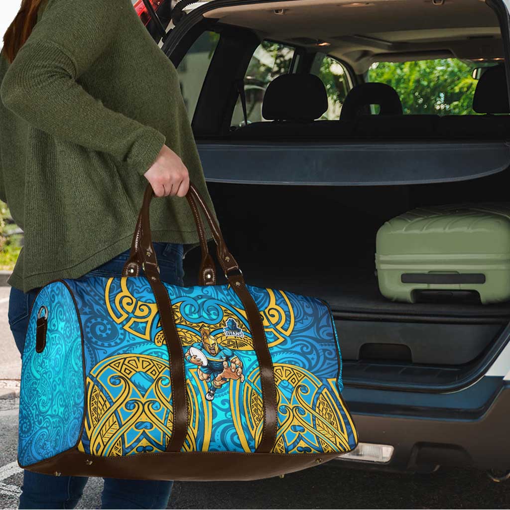 Gold Coast Titans Rugby Travel Bag Polynesian Tribal Spartan Warrior Blue Gold Pattern