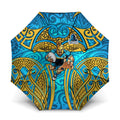 Gold Coast Titans Rugby Umbrella Polynesian Tribal Spartan Warrior Blue Gold Pattern