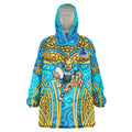 Gold Coast Titans Rugby Wearable Blanket Hoodie Polynesian Tribal Spartan Warrior Blue Gold Pattern