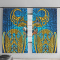 Gold Coast Titans Rugby Window Curtain Polynesian Tribal Spartan Warrior Blue Gold Pattern