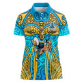 Gold Coast Titans Rugby Women Polo Shirt Polynesian Tribal Spartan Warrior Blue Gold Pattern