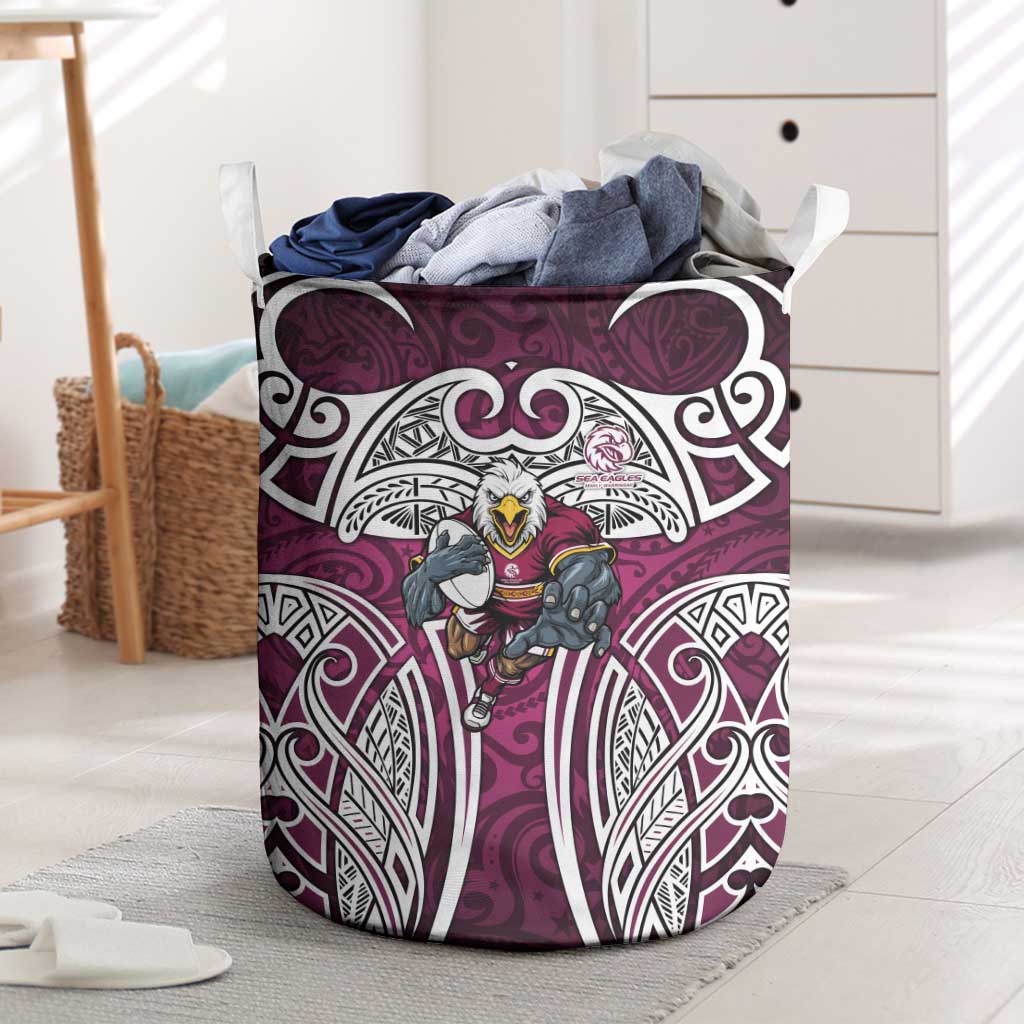 Manly Warringah Sea Eagles Rugby Laundry Basket Polynesian Tribal Eagle Warrior Maroon Pattern