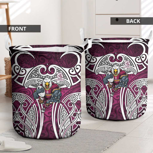 Manly Warringah Sea Eagles Rugby Laundry Basket Polynesian Tribal Eagle Warrior Maroon Pattern