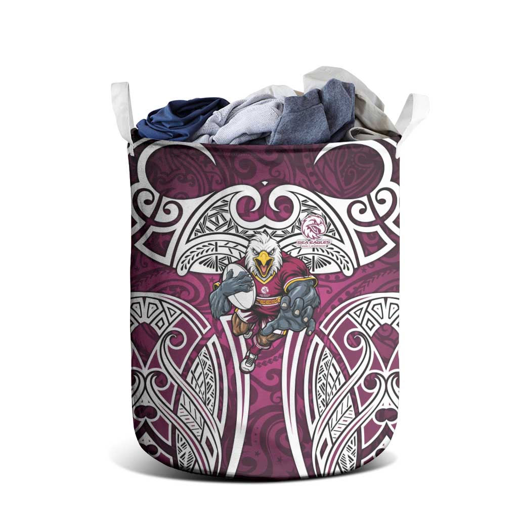 Manly Warringah Sea Eagles Rugby Laundry Basket Polynesian Tribal Eagle Warrior Maroon Pattern