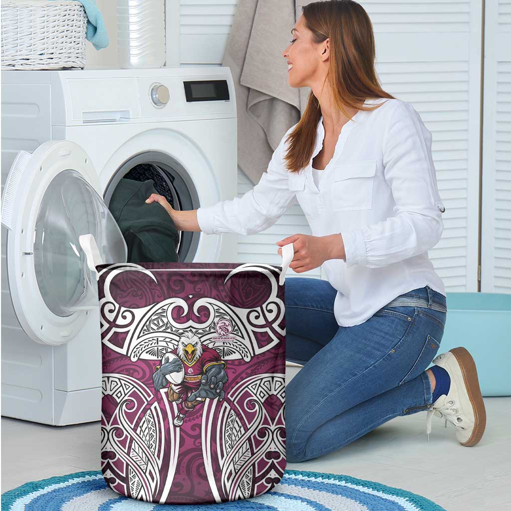 Manly Warringah Sea Eagles Rugby Laundry Basket Polynesian Tribal Eagle Warrior Maroon Pattern