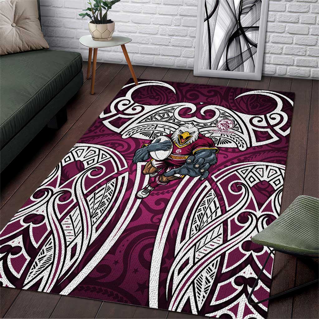 Manly Warringah Sea Eagles Rugby Area Rug Polynesian Tribal Eagle Warrior Maroon Pattern