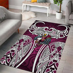 Manly Warringah Sea Eagles Rugby Area Rug Polynesian Tribal Eagle Warrior Maroon Pattern