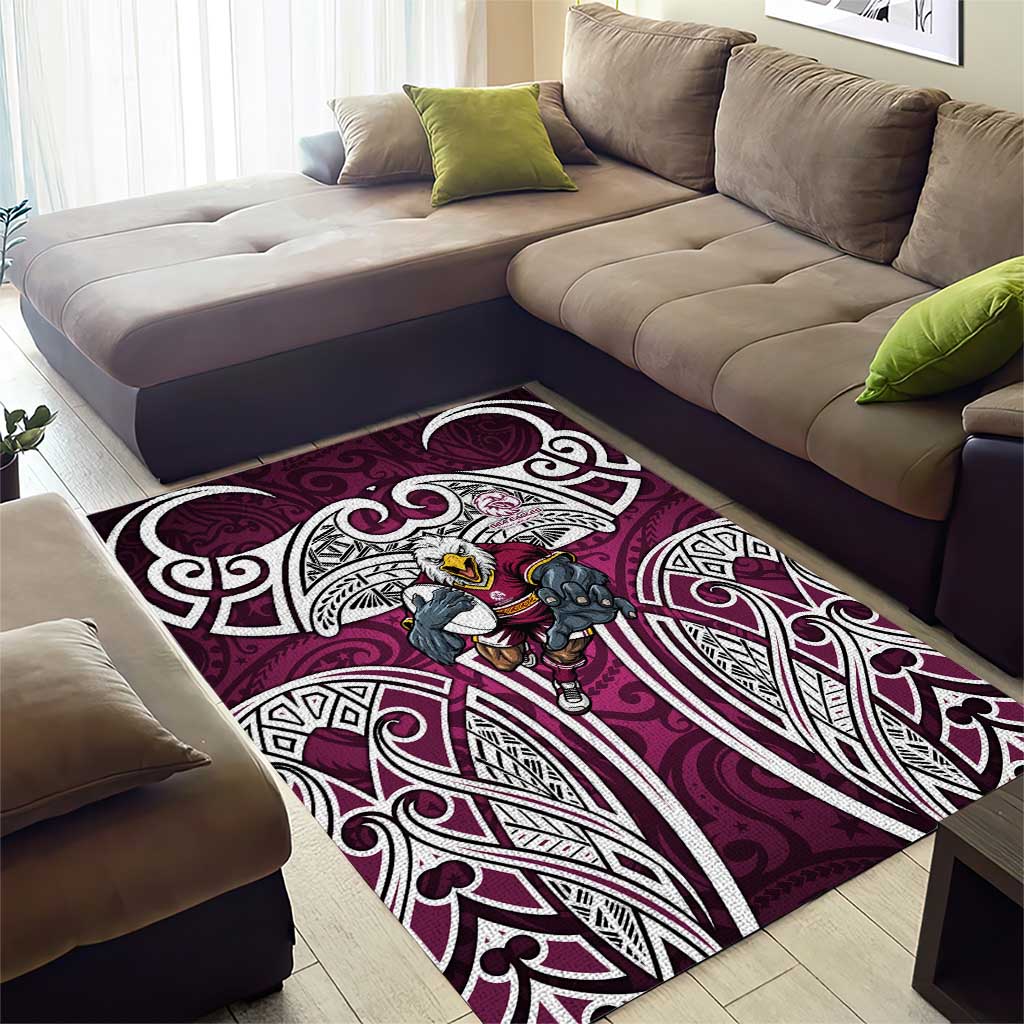 Manly Warringah Sea Eagles Rugby Area Rug Polynesian Tribal Eagle Warrior Maroon Pattern