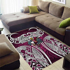Manly Warringah Sea Eagles Rugby Area Rug Polynesian Tribal Eagle Warrior Maroon Pattern