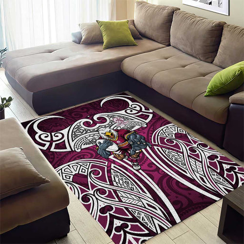 Manly Warringah Sea Eagles Rugby Area Rug Polynesian Tribal Eagle Warrior Maroon Pattern